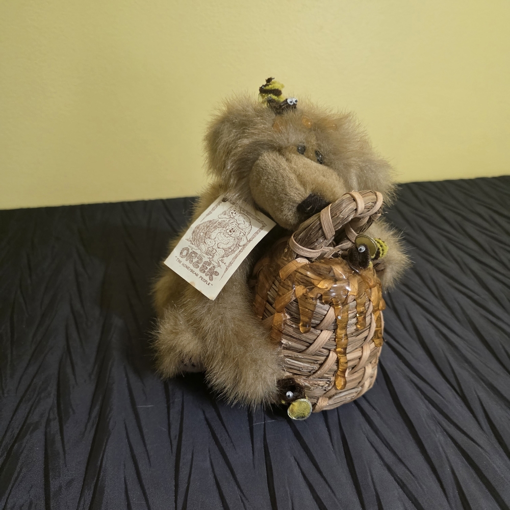 Vintage Orzek Honey Bear Plush Bear with Honey Pot Decor